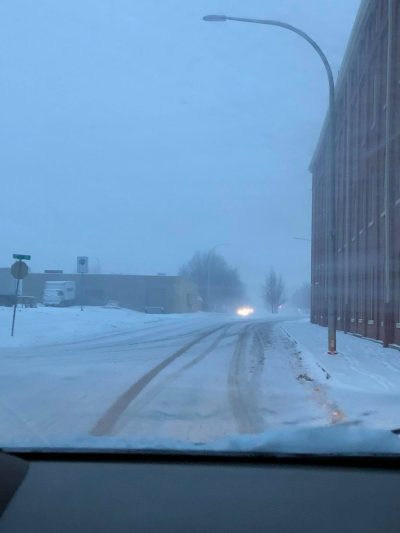 Photograph by the Author of a snow squall that pushed through Altoona, PA on December 30, 2017. The reduced visibility and quick accumulation of snow on the roadways led to several wrecks around town.
