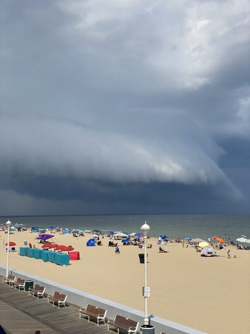 Photo from Giovanni Rizzotti, showing a shelf cloud in association with a severe thunderstorm at Ocean City, MD on August 23, 2020.